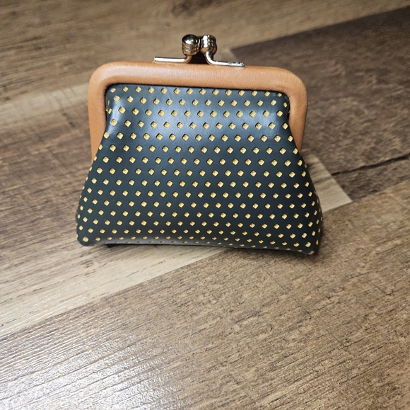 Green and Tan Polka Dot Coin Purse - Picture 6 of 10